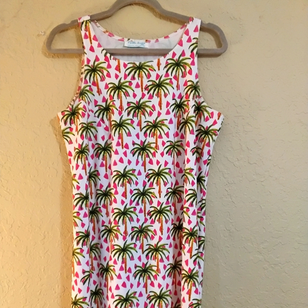 Patti Biggs - Palm Tree Print Dress - Size Large
